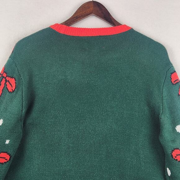 Party Sweater Dec 25 Ugly Christmas Sweater Unisex L Green/Red Cat Ornaments - Picture 10 of 15